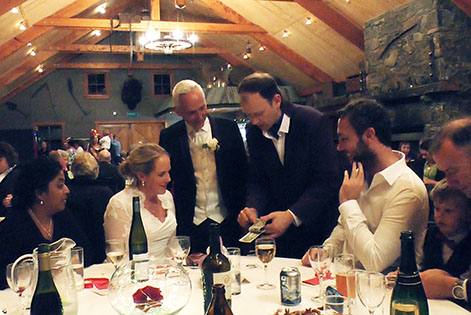 Auckland magician Vas Kovalski performs at wedding party