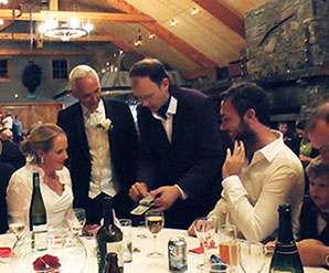 Auckland magician Vas Kovalski performs at wedding party